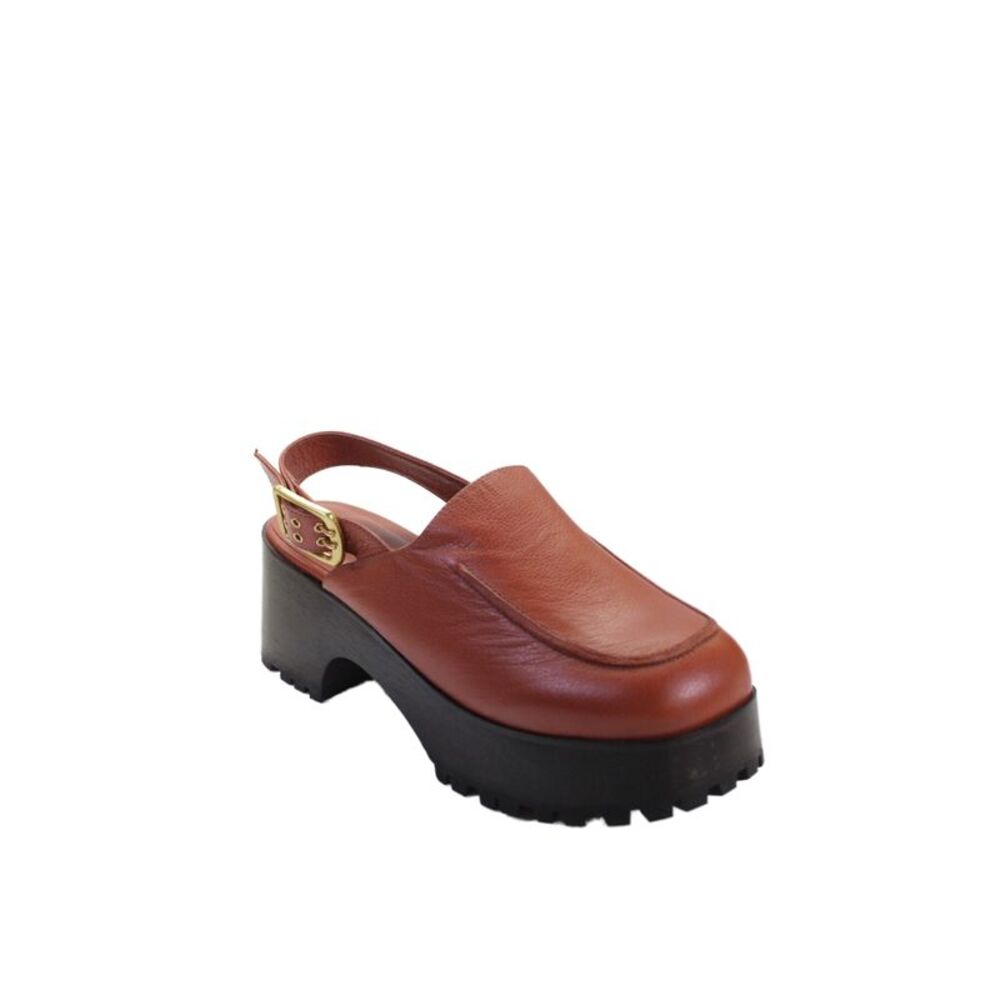 Charlotte Stone Womens Aubrey Slingback Platform Loafers Burnt Orange Size 11